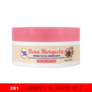 Texto alternativo: Crema facial hidratante con extracto de rosa mosqueta y manteca de karité en envase de 130 g.