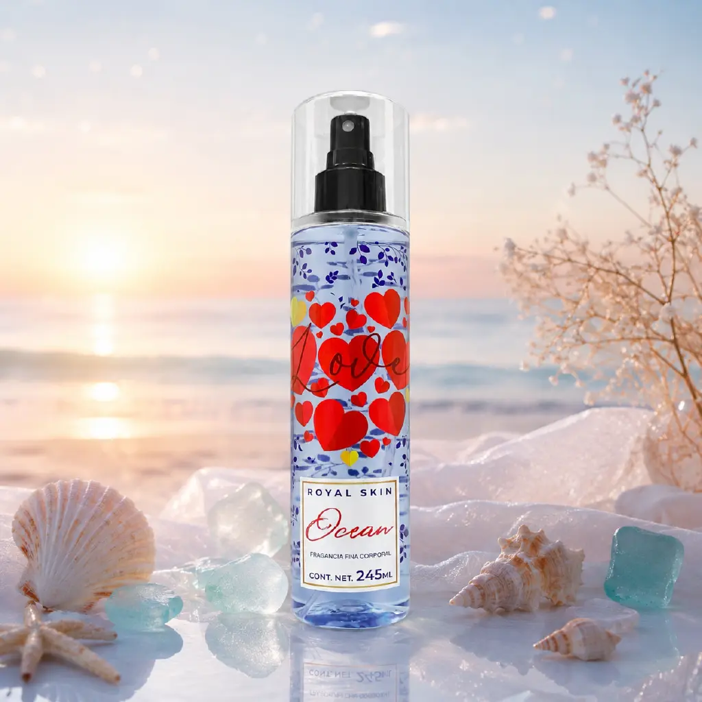 Fragancia corporal Ocean Love Royal Skin en ambiente inspirado en el mar