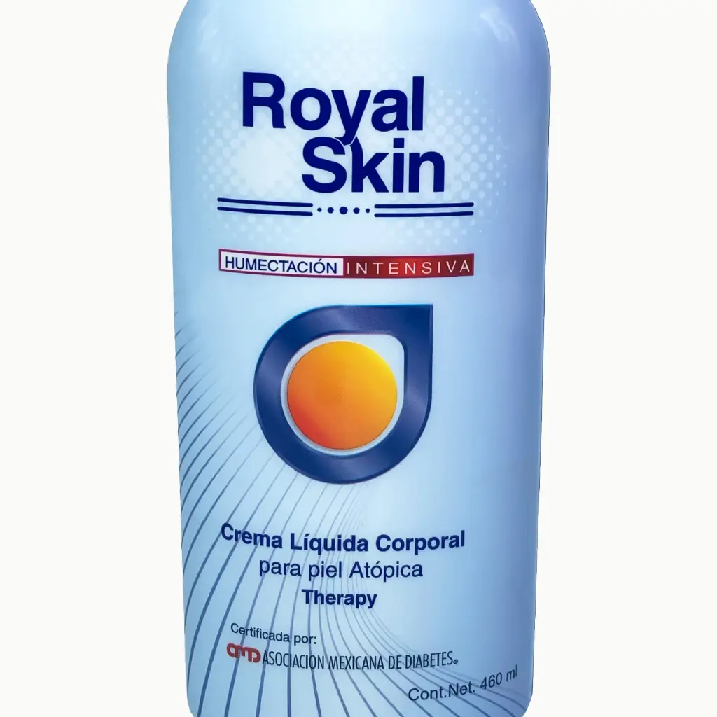 Detalle del envase de crema corporal Therapy Royal Skin